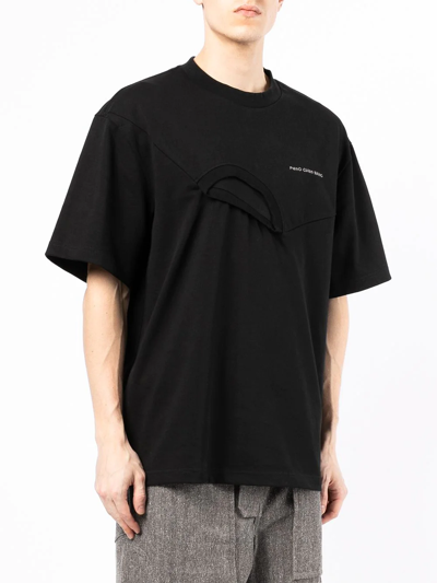 Shop Feng Chen Wang Layered Embroidered Logo T-shirt In Black
