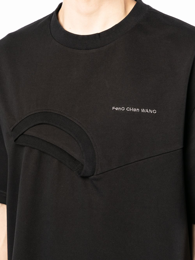 Shop Feng Chen Wang Layered Embroidered Logo T-shirt In Black
