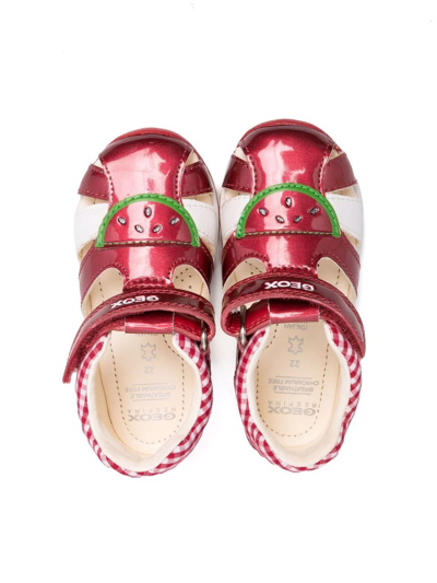 Geox Appliqué-detail Open Toe Sandals In Red