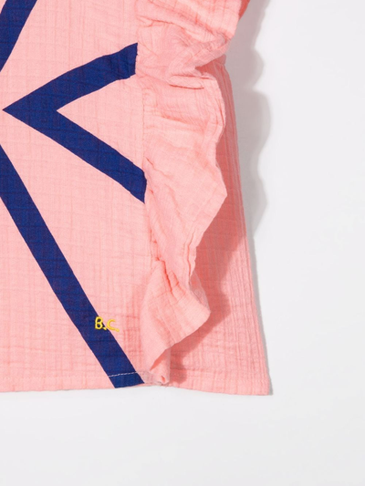 Shop Bobo Choses Triangular Ruffled Organic Cotton Blouse In Pink