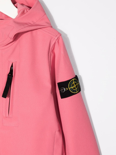 Shop Stone Island Junior Logo-patch Sleeve Bomber Jacket In Pink
