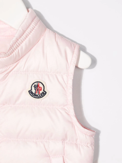 Shop Moncler Logo-patch Padded Gilet In Pink