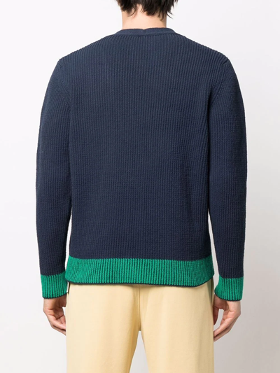 Shop Jacquemus Le Cardigan Limone Ribbed V-neck Cardigan In Blue