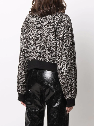 Shop Just Cavalli Shimmer-zebra Print Bomber Jacket In Black