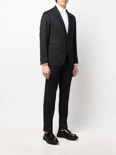 Tagliatore Tailored Black Wool Suit With Notched Lapel In Black