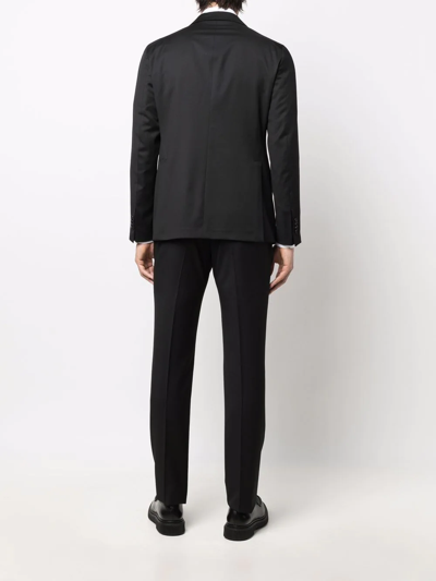 Tagliatore Tailored Black Wool Suit With Notched Lapel In Black