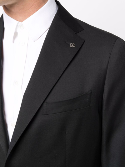 Tagliatore Tailored Black Wool Suit With Notched Lapel In Black