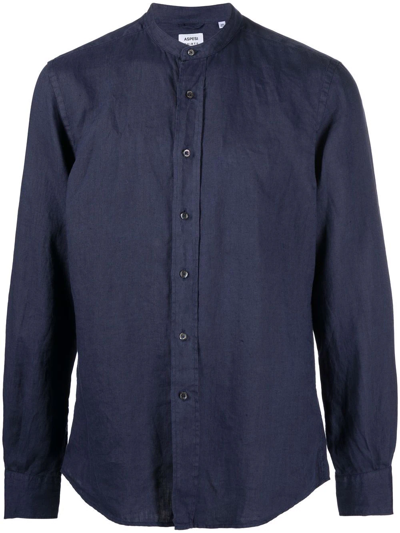 Shop Aspesi Bruce Linen Shirt In Blue