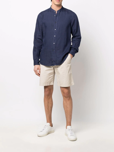 Shop Aspesi Bruce Linen Shirt In Blue