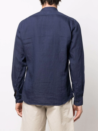 Shop Aspesi Bruce Linen Shirt In Blue