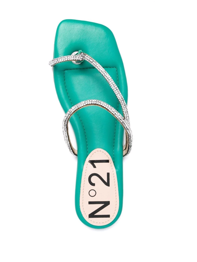 Shop N°21 Crystal Embellished Strap Sandals In Green