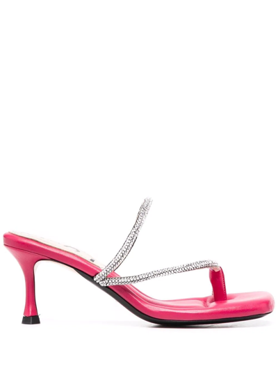 Shop N°21 Crystal-embellished Strap Mules In Pink