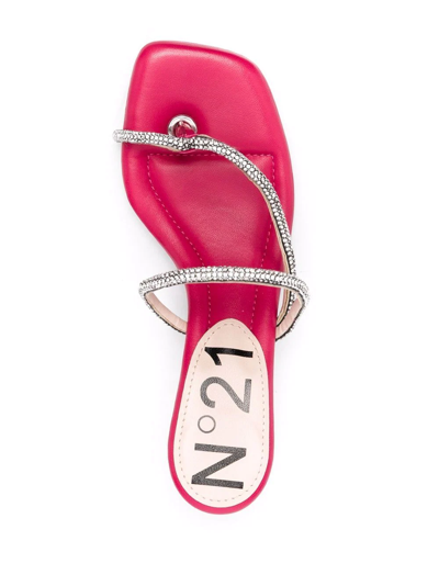 Shop N°21 Crystal-embellished Strap Mules In Pink