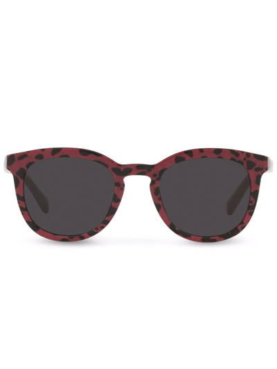 Shop Dolce & Gabbana Round-frame Sunglasses In Red