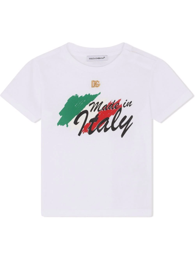 Shop Dolce & Gabbana Italian-flag Logo-print T-shirt In White