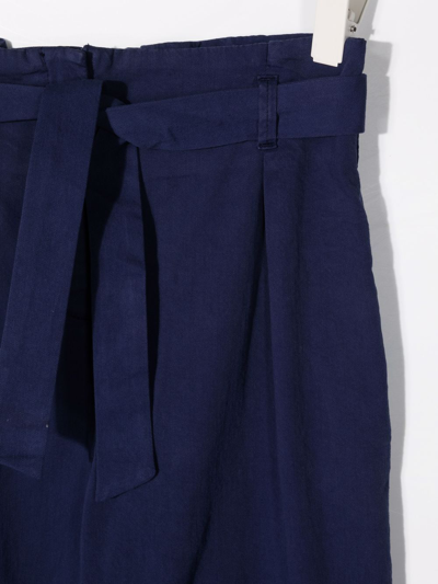 Shop Bonpoint Waist-tied Paperbag Trousers In Blue