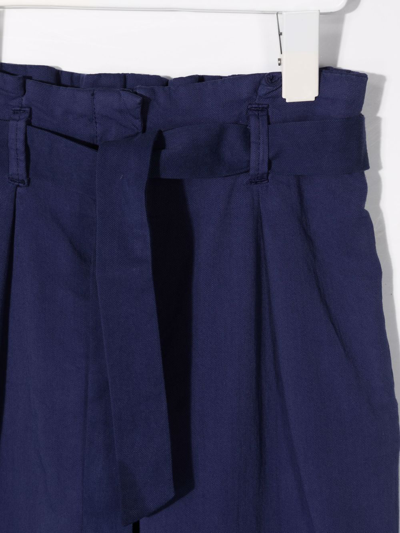 Shop Bonpoint Waist-tied Tailored Trousers In Blue