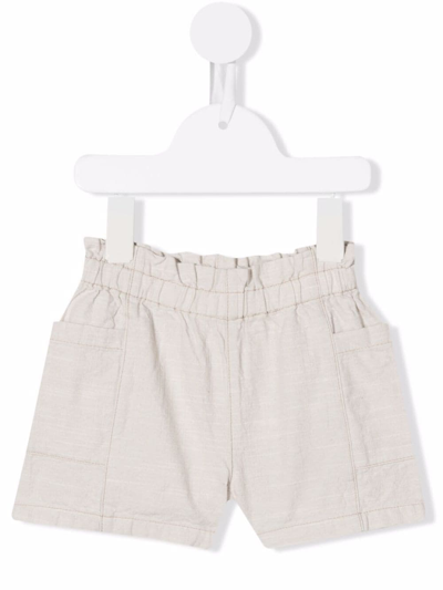 Shop Bonpoint Slim-fit Chino Shorts In Neutrals