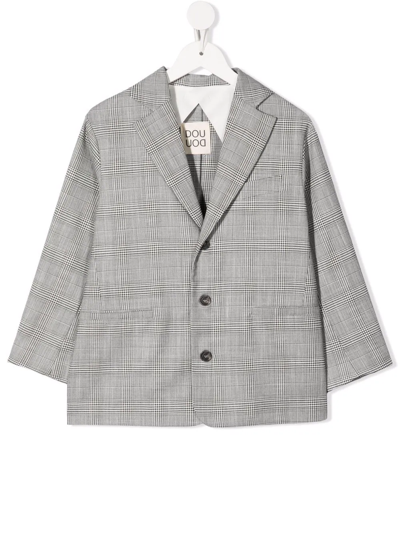 Shop Douuod Check-print Single-breasted Blazer In Grey