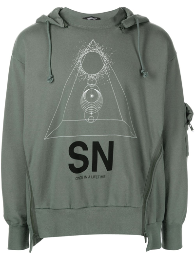 Shop Undercover Graphic-print Hoodie In Green
