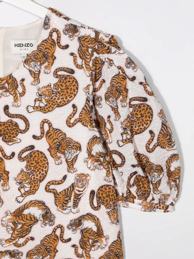 Shop Kenzo Teen Tiger-print Blouse In Neutrals