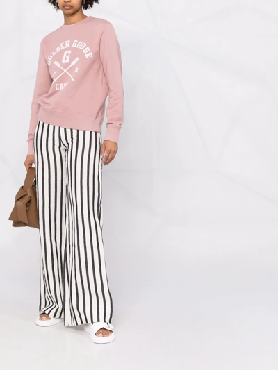 Shop Golden Goose Logo-print Crew-neck Sweatshirt In Pink