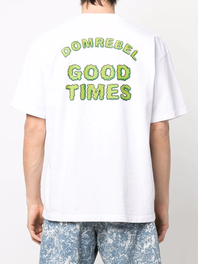 Shop Domrebel Slogan-print Short-sleeved T-shirt In White