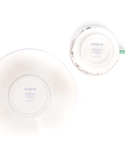 Seletti Hybrid Contrast-print Tea Cup Set In White