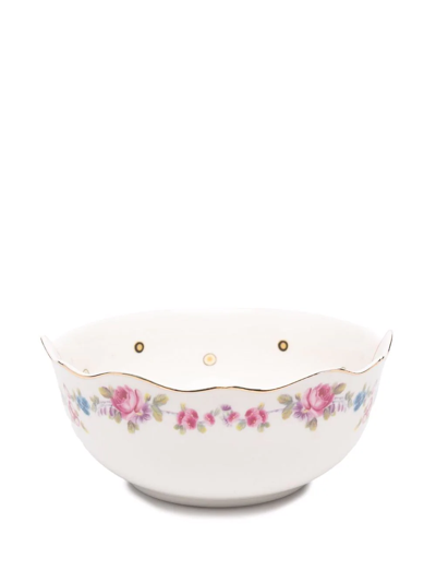 Seletti Hybrid Contrast-print Bowl In White
