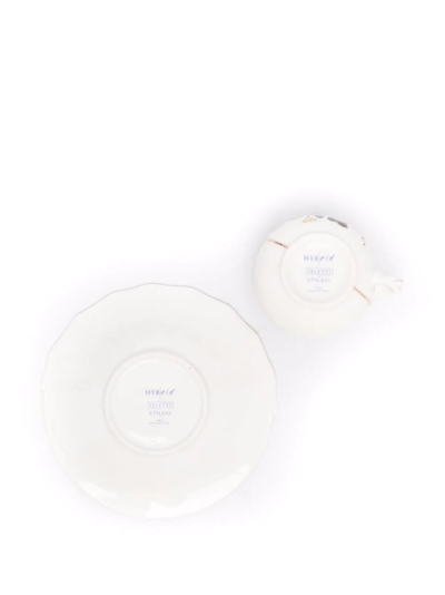 Shop Seletti Hybrid Contrast-print Tea Sets In White