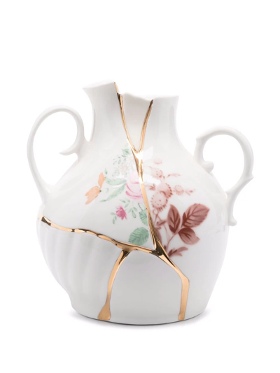 Seletti Kintsuji 24kt Gold-repair Vase In White