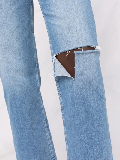Shop Re/done Ripped Detailing Straight-leg Jeans In Blue