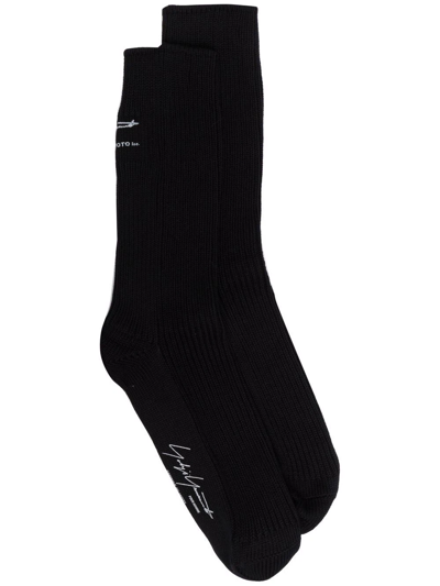 Shop Yohji Yamamoto Branded-footbed Socks In Black