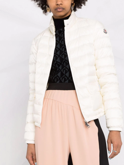 Moncler White Down Lans Short Jacket In Neutrals
