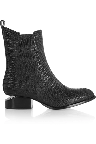 Alexander Wang Anouck Glossed Crocodile-effect Ankle Boots