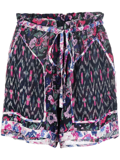 Shop Isabel Marant Étoile Abstract Pattern-print Relaxed Mini Shorts In Blue