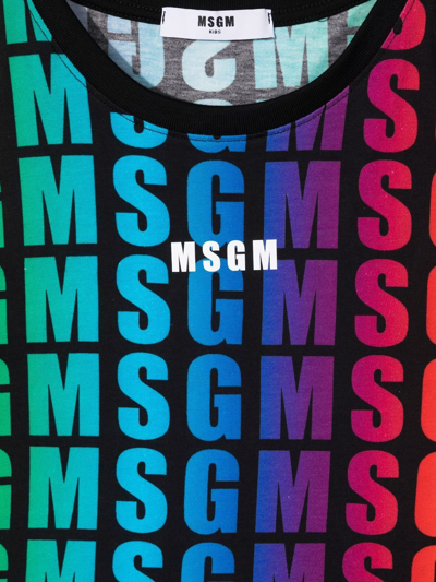 Msgm Tank Top With All-over Multicolor Logo In Blue