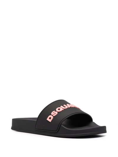 Shop Dsquared2 Appliqué-logo Slides In Black