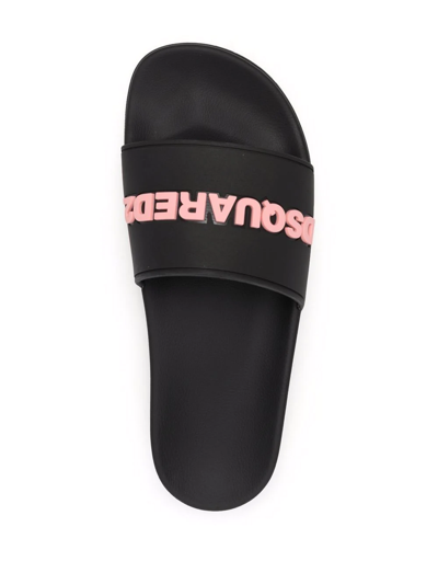 Shop Dsquared2 Appliqué-logo Slides In Black