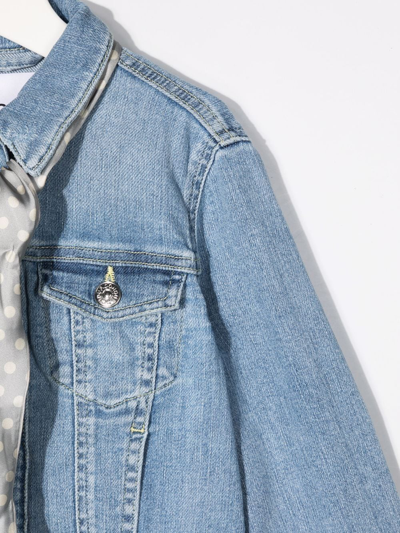 Shop Dondup Scarf-detail Four-pocket Denim Jacket In Blue