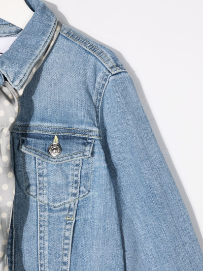 Dondup Scarf-detail Four-pocket Denim Jacket In Blue