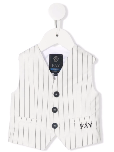 Shop Fay Striped Embroidered-logo Waistcoat In White