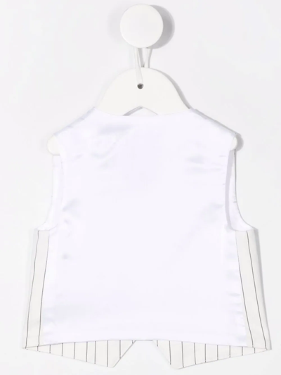 Shop Fay Striped Embroidered-logo Waistcoat In White
