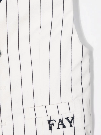 Shop Fay Striped Embroidered-logo Waistcoat In White