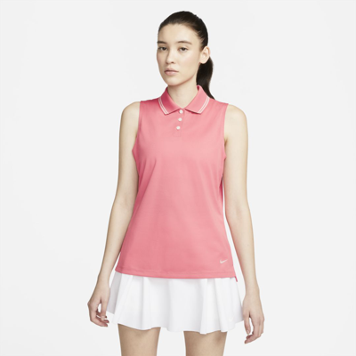 Shop Nike Dri-fit Victory Women's Sleeveless Golf Polo In Pink Salt,white,pink Oxford