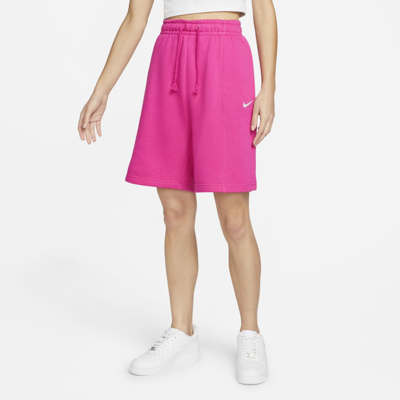 Shop Nike Women's  Sportswear Essential Fleece High-rise Shorts In Pink