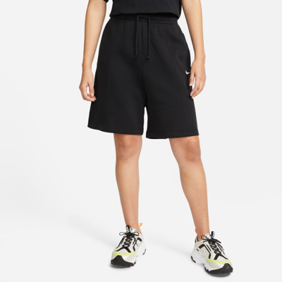 Shop Nike Women's  Sportswear Essential Fleece High-rise Shorts In Black