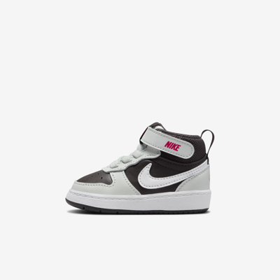 Shop Nike Court Borough Mid 2 Baby/toddler Shoes In Medium Ash,light Silver,siren Red,white