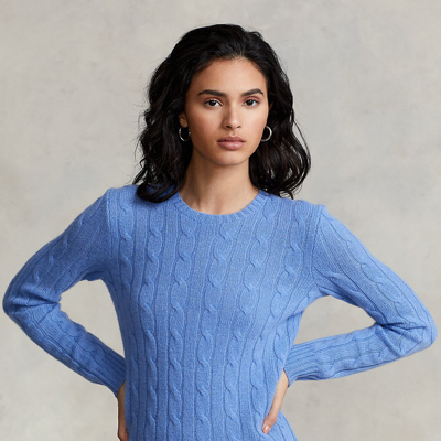 Shop Ralph Lauren Cable-knit Cashmere Sweater In Harbor Island Blue