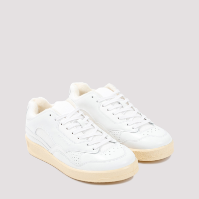 Shop Jil Sander Leather Sneakers Shoes In White